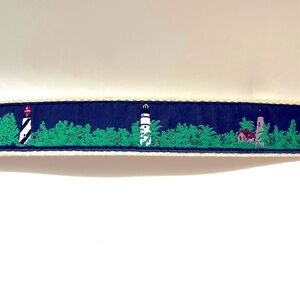 LEATHER MAN HANDMADE Lighthouse Print Belt with Gold Buckle Size 44